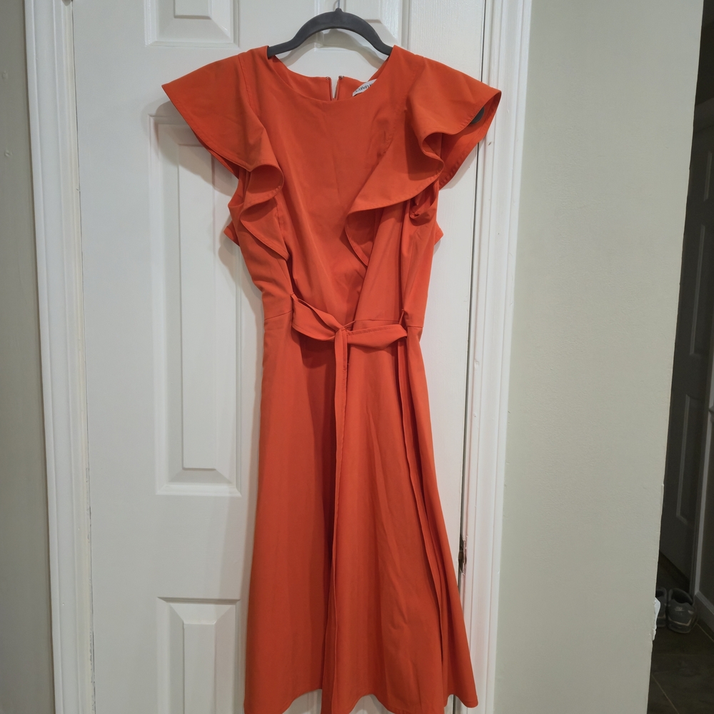 Calvin Klein_ Tangerine Midi Dress_Size 6